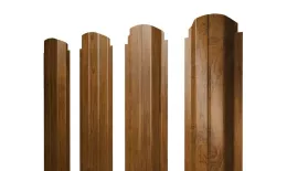 Штакетник Grand Line П-образный В фигурный 0,45 Print Premium РФ Golden Wood Золотой Дуб. Артикул: Pobr_Krug_48
