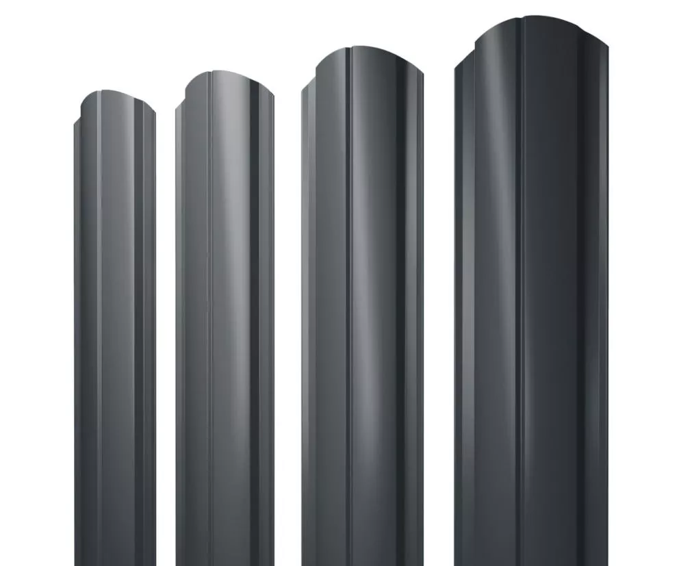 Штакетник Полукруглый Slim фигурный 0,45 Drap TX RAL 7016 антрацитово-серый купить в екатеринбурге