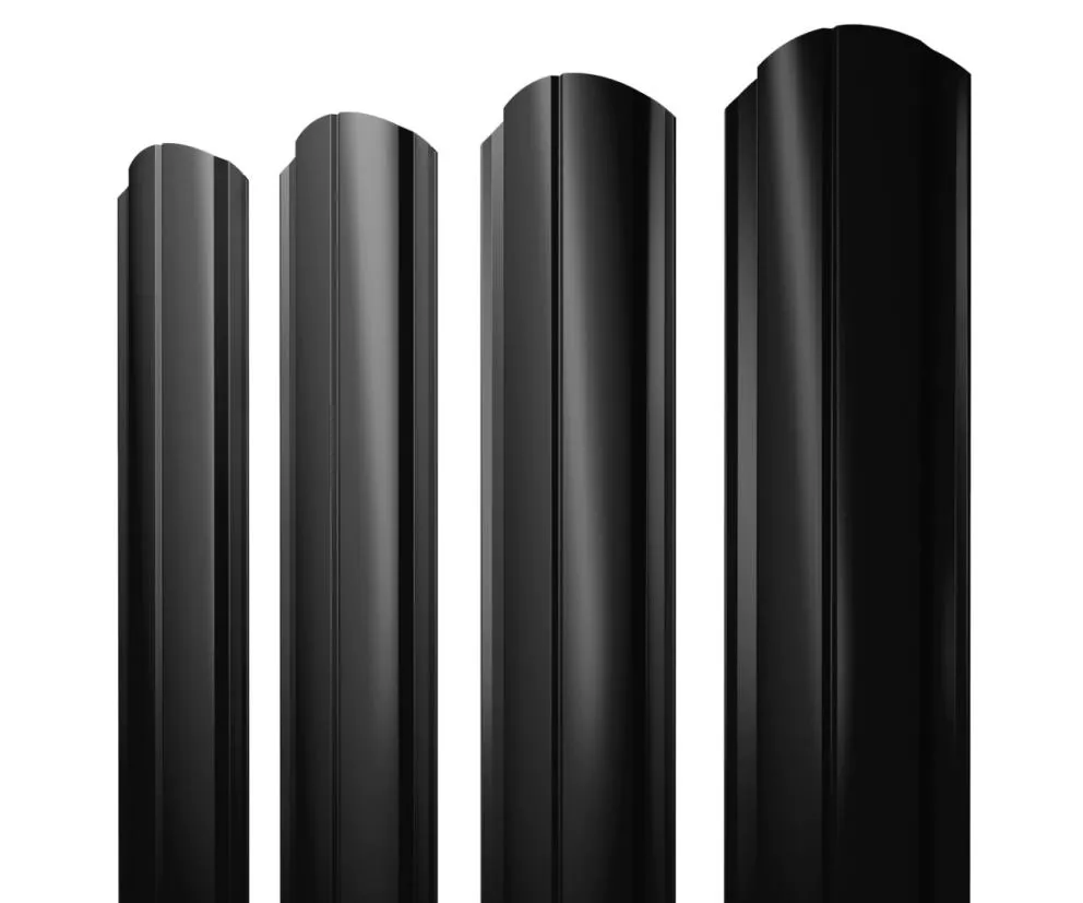 Штакетник Полукруглый Slim фигурный 0,45 Drap TX RAL 9005 черный купить в екатеринбурге