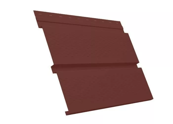 Софит металл с перфорацией Grand Line Квадро брус Satin 0,5 мм RAL 3009 оксидно-красный купить в екатеринбурге