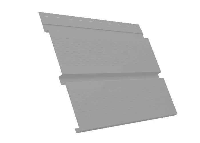 Софит металл с перфорацией Grand Line Квадро брус Satin 0,5 мм RAL 9006 бело-алюминиевый купить в екатеринбурге