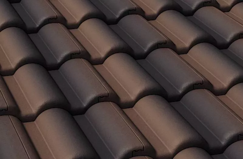 Цементно-песчаная минеральная черепица Braas Таунус Антик темно-коричневый купить в екатеринбурге
