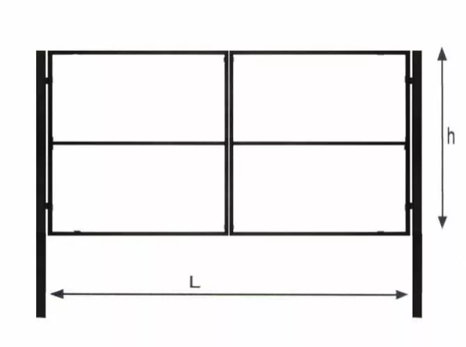 Ворота распашные б/наполнения Ш-4000 В-1900 столб 80х80х3000 открытие наружу ППК RAL 6005 купить в екатеринбурге