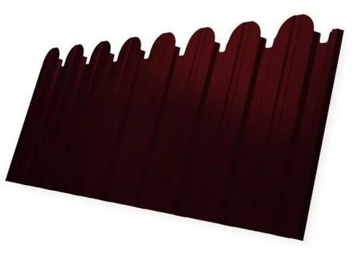 Профнастил C10 A для забора фигурный Grand Line Drap 0,45 мм с пленкой RAL 3005 красное вино купить в екатеринбурге