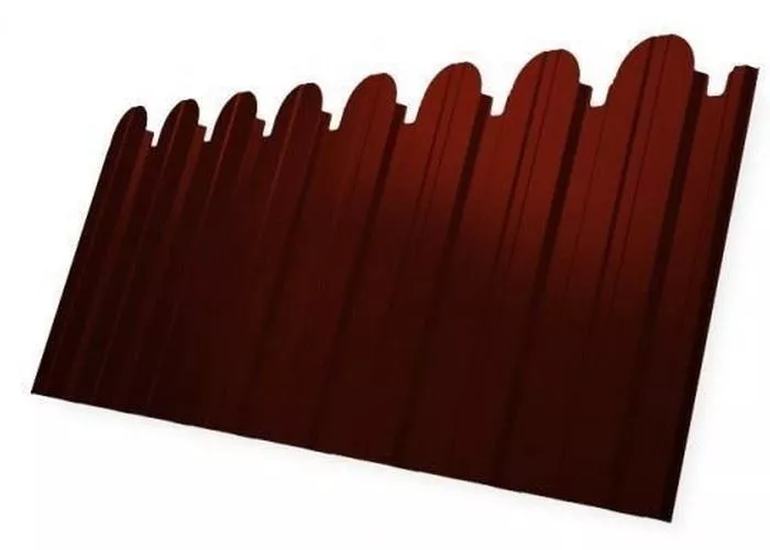 Профнастил C10 B для забора фигурный Grand Line Satin 0,5 мм с пленкой RAL 3009 оксидно-красный купить в екатеринбурге