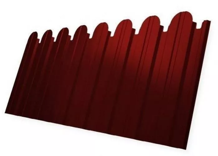 Профнастил C10 A для забора фигурный Grand Line Satin 0,5 мм с пленкой RAL 3011 коричнево-красный купить в екатеринбурге