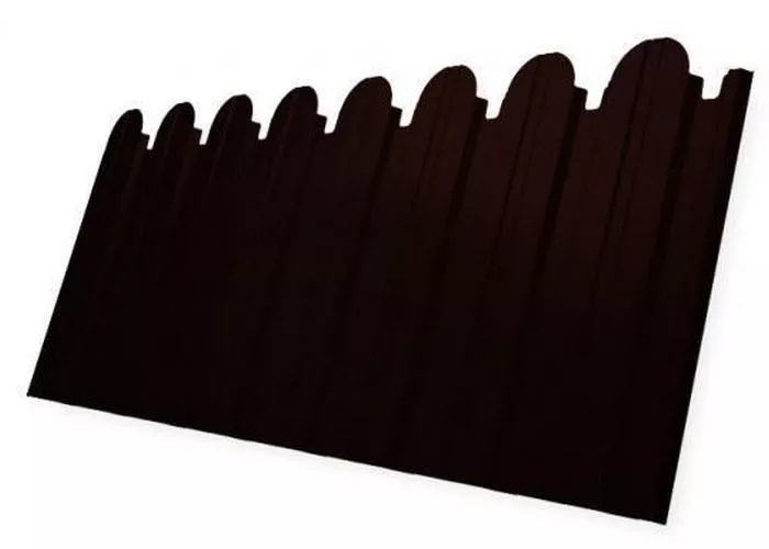 Профнастил C10 A для забора фигурный Grand Line Satin 0,5 мм с пленкой RR 32 темно-коричневый купить в екатеринбурге