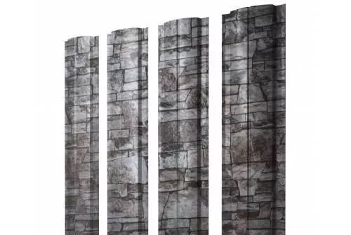 Штакетник Grand Line Slim Полукруглый 0,45 Print Elite Fine Stone Камень купить в екатеринбурге