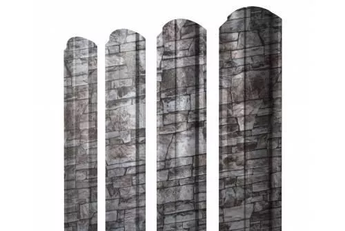 Штакетник Grand Line Slim Полукруглый фигурный 0,45 Print Elite Fine Stone Камень купить в екатеринбурге
