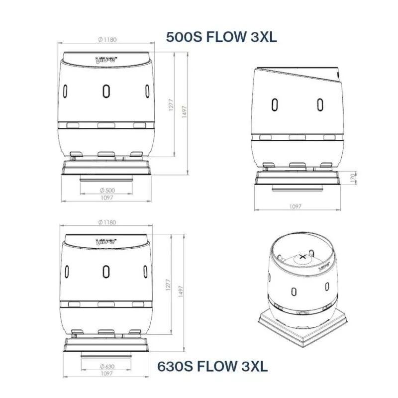 FLOW 630S вентиляционный выход + основание 970x970 черный купить в екатеринбурге