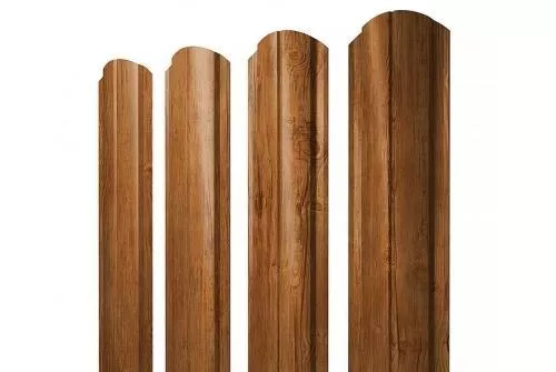 Штакетник Grand Line Slim Полукруглый фигурный 0,45 Print Elite Golden Wood Золотой Дуб купить в екатеринбурге