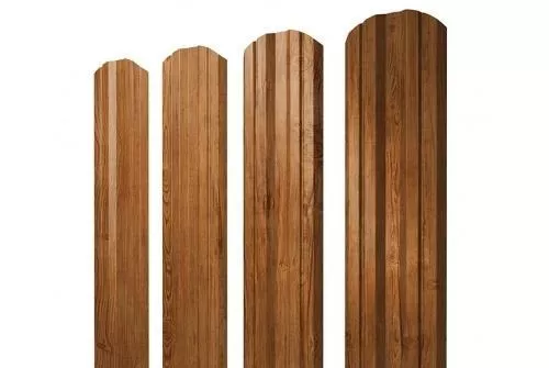 Штакетник Grand Line Twin фигурный 0,45 Print Premium РФ Golden Wood Золотой Дуб купить в екатеринбурге