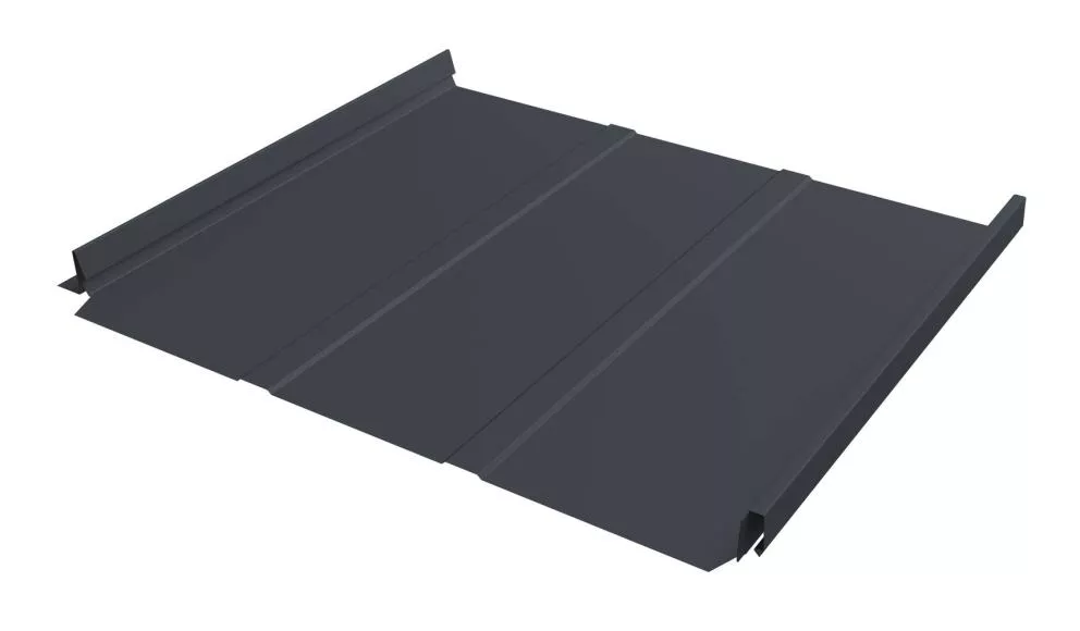 Кликфальц Fin Line Grand Line 0,5 GreenCoat Pural BT, matt с пленкой на замках RR 23 темно-серый (RAL 7024 мокрый асфальт) купить в екатеринбурге