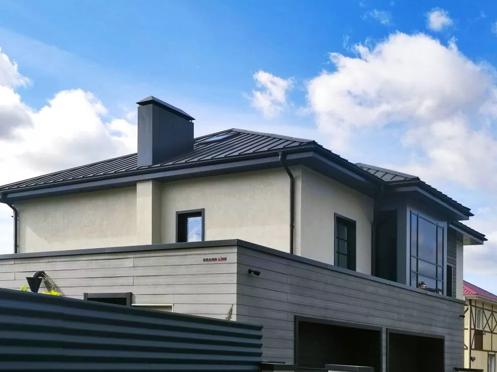 Кликфальц Grand Line 0,45 Drap ST с пленкой на замках RAL 7024 мокрый асфальт купить в екатеринбурге