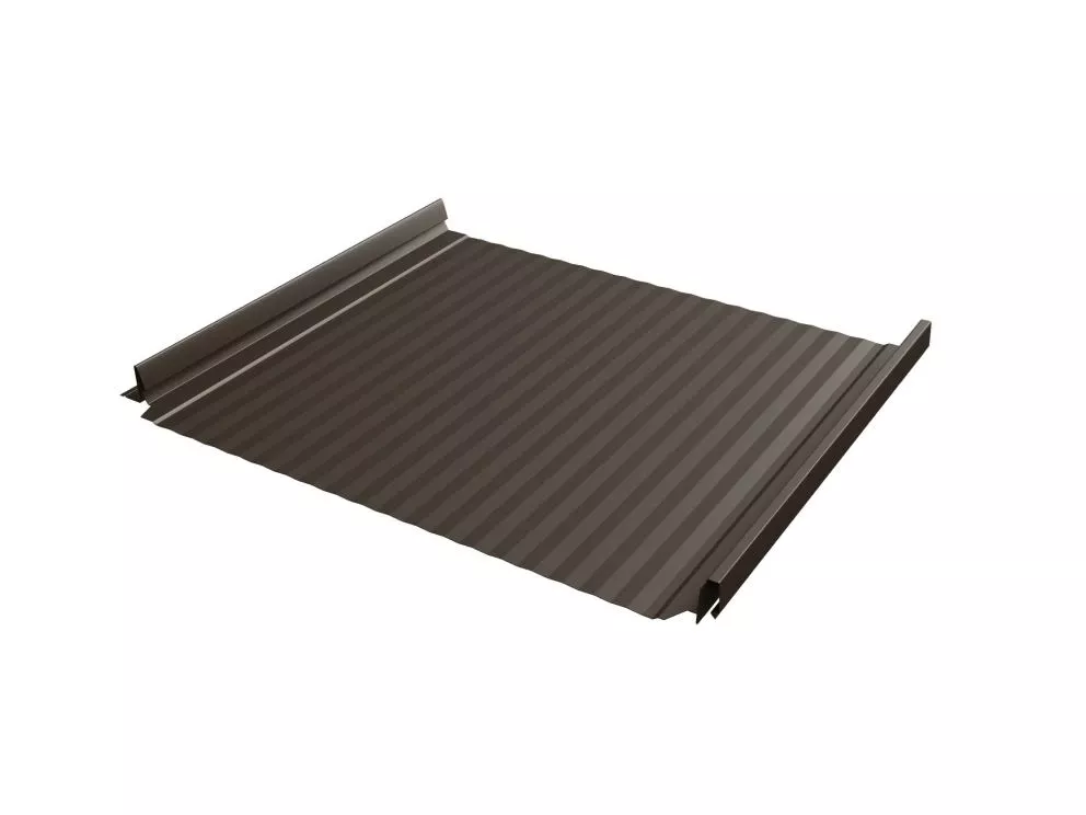Кликфальц Pro Gofr Grand Line 0,5 GreenCoat Pural BT, matt с пленкой на замках RR 32 темно-коричневый (RAL 8019 серо-коричневый) купить в екатеринбурге