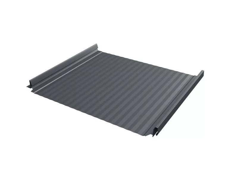 Кликфальц Pro Gofr Grand Line 0,5 PurPro с пленкой на замках RAL 7024 мокрый асфальт купить в екатеринбурге