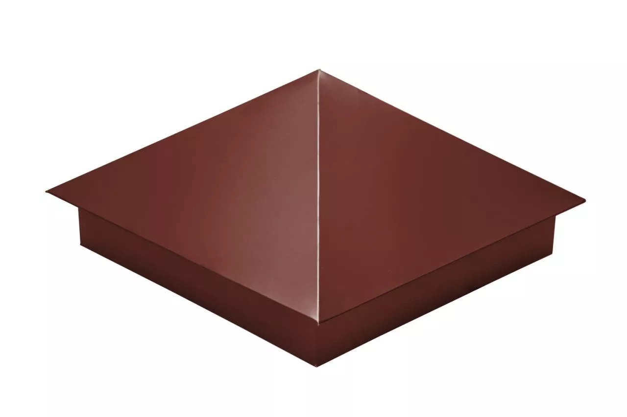 Колпак на столб 390х390мм 0,5 Satin с пленкой RAL 3009 оксидно-красный купить в екатеринбурге