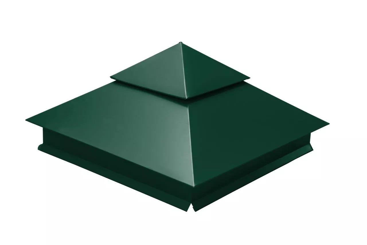 Колпак на столб двойной 390х390мм 0,5 Satin с пленкой RAL 6005 зеленый мох купить в екатеринбурге