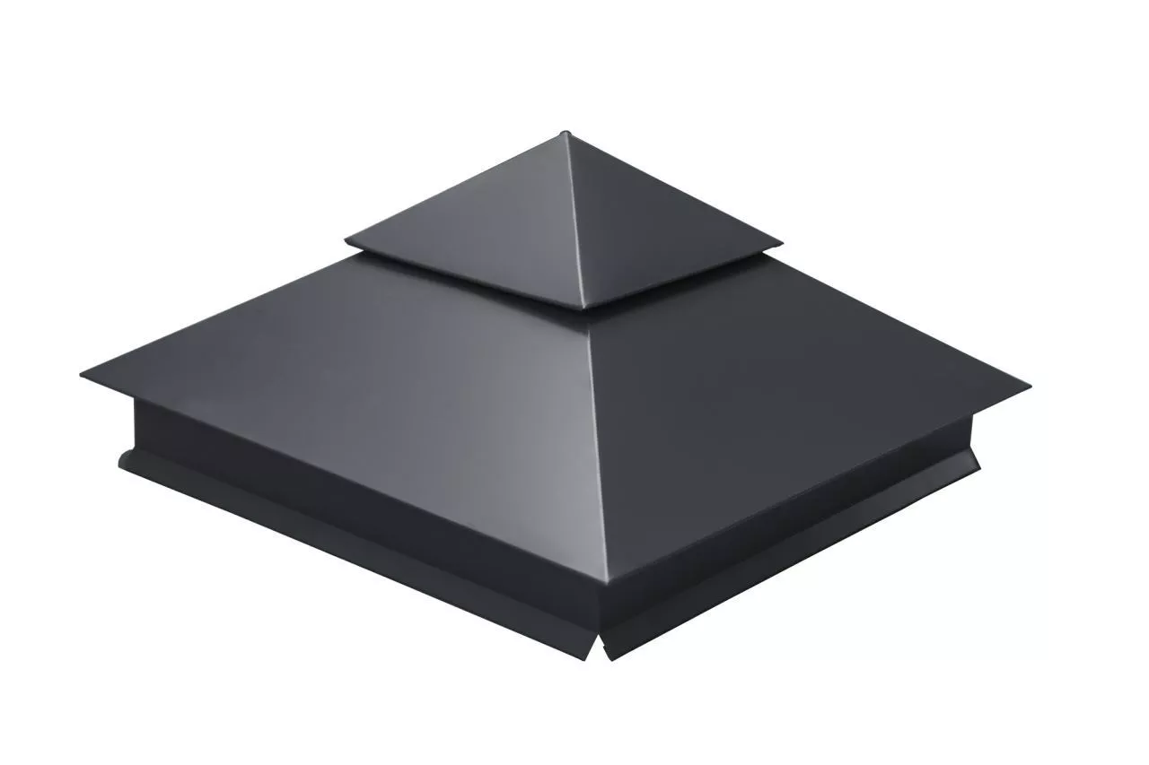 Колпак на столб двойной 390х390мм 0,5 Satin с пленкой RAL 7024 мокрый асфальт купить в екатеринбурге