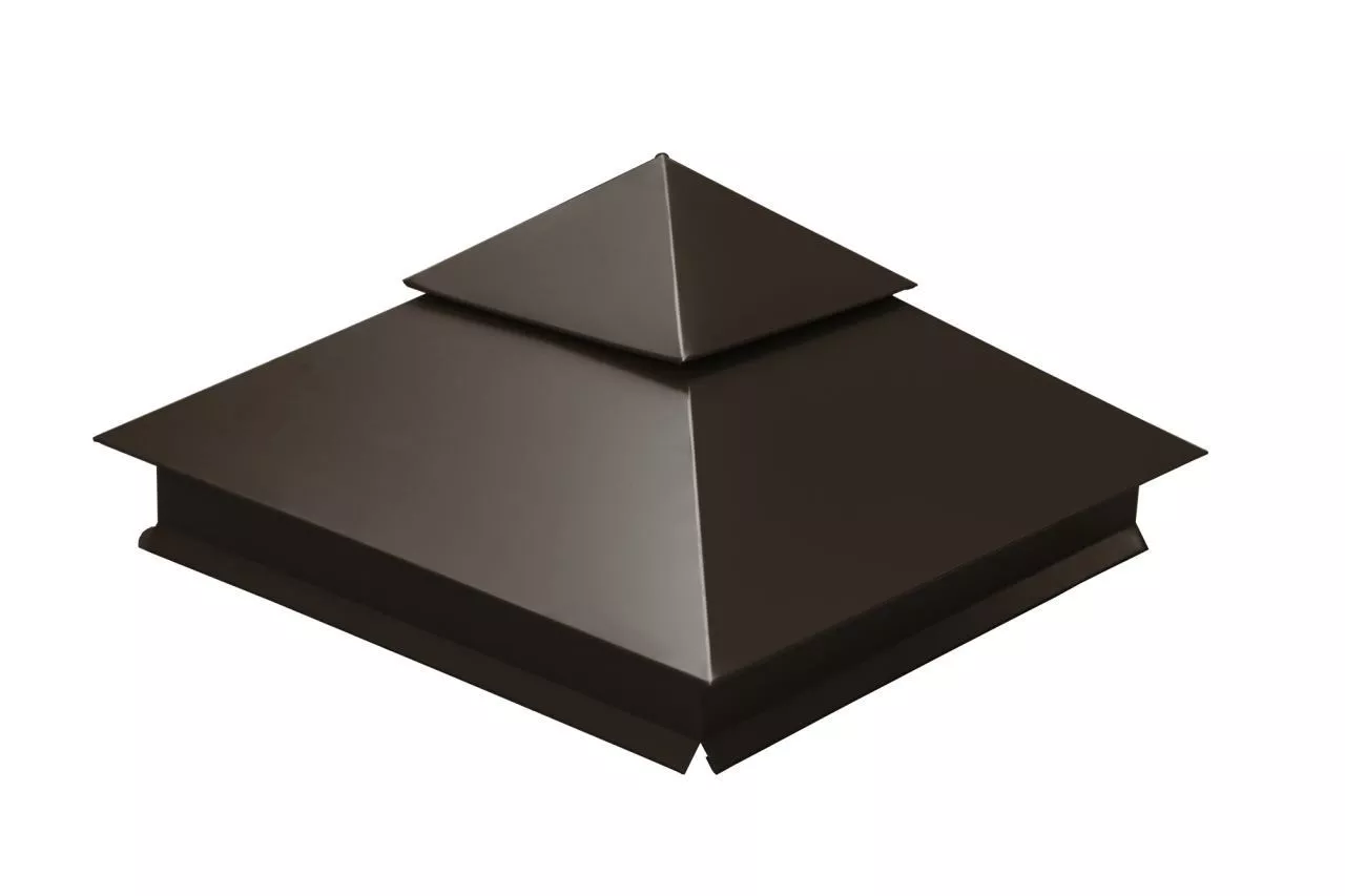Колпак на столб двойной 390х390мм 0,5 Satin с пленкой RR 32 темно-коричневый купить в екатеринбурге