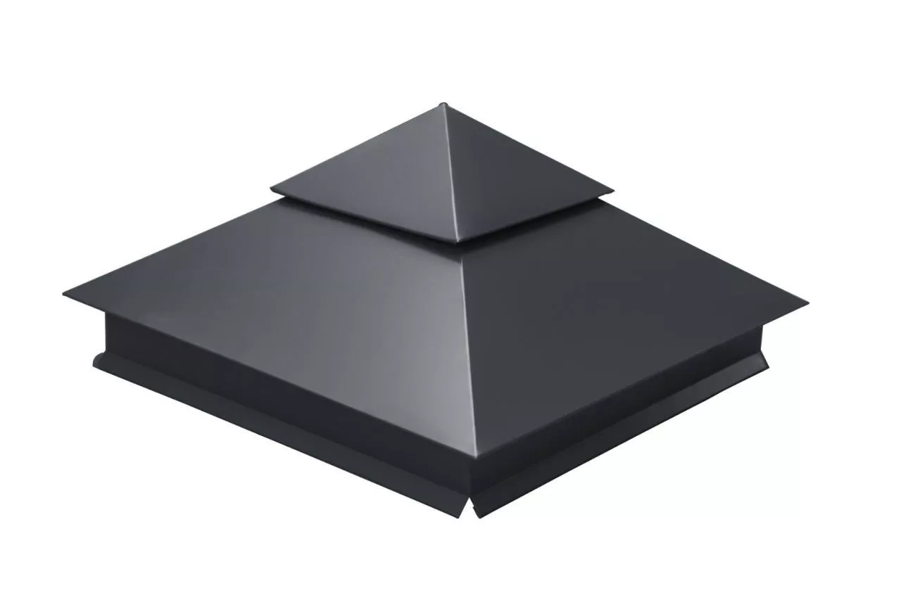 Колпак на столб двойной 390х390мм 0,5 Satin Matt TX с пленкой RAL 7024 мокрый асфальт купить в екатеринбурге