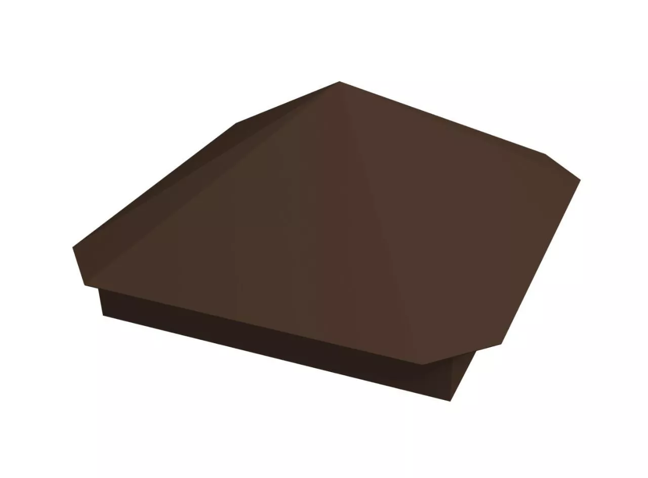 Колпак на столб Пирамида 385х385мм 0,5 Satin с пленкой RAL 8017 шоколад купить в екатеринбурге