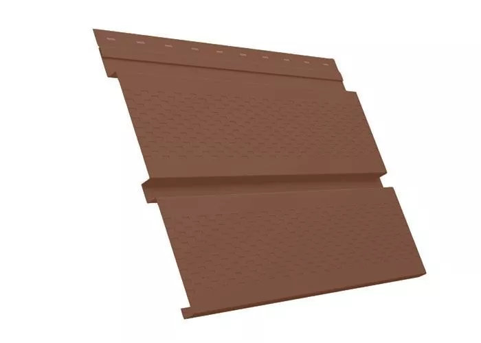 Софит металл с перфорацией Grand Line Квадро брус Satin 0,5 мм RAL 3011 коричнево-красный купить в екатеринбурге