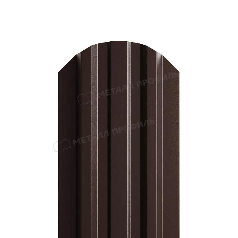 Штакетник Металл Профиль LANE-O (полукруглый верх) NormanMP 0,5 мм RAL 8017 шоколад купить в екатеринбурге