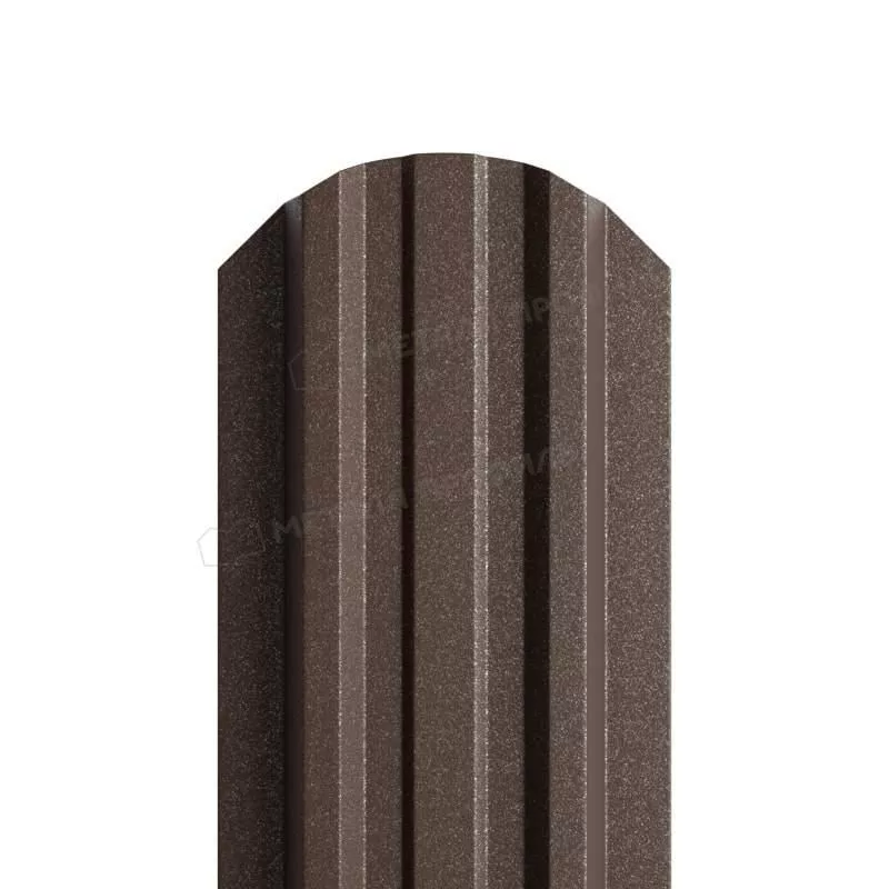 Штакетник Металл Профиль LANE-O (полукруглый верх) VikingMP Е 0,5 мм RAL 8019 серо-коричневый купить в екатеринбурге