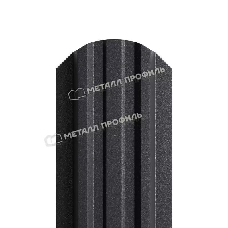 Штакетник Металл Профиль LANE-O (полукруглый верх) PURMAN 0,5 мм RAL 9005 черный купить в екатеринбурге