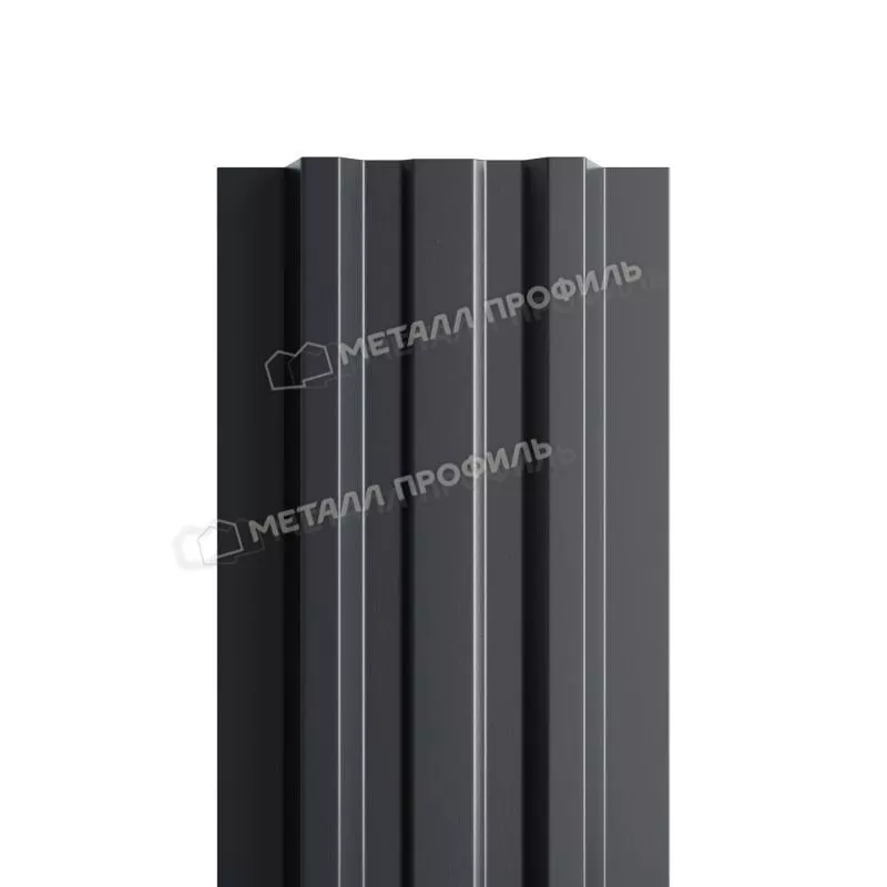 Штакетник Металл Профиль LANE-Т (прямой) NormanMP 0,5 мм RAL 7024 мокрый асфальт купить в екатеринбурге