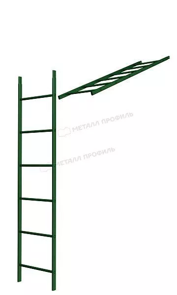 Лестница кровельная стеновая МП дл. 1860 мм без кронштейнов (6005)_1шт и метизы купить в екатеринбурге
