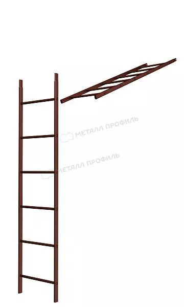 Лестница кровельная стеновая МП дл. 1860 мм без кронштейнов (8017)_1шт и метизы купить в екатеринбурге