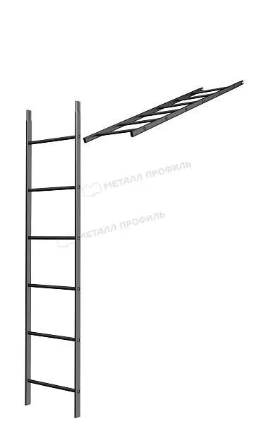 Лестница кровельная стеновая МП дл. 1860 мм без кронштейнов (9005)_1шт и метизы купить в екатеринбурге