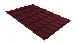 Металлочерепица Grand Line Классик (Classic) 0.5 Satin Matt TX RAL 3005 красное вино. Артикул: 30065