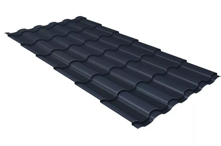 Металлочерепица Grand Line Kredo 0.5 Drap TX RAL 7024 мокрый асфальт купить в екатеринбурге