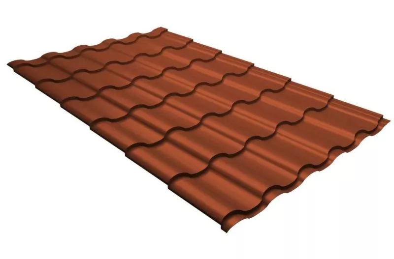 Металлочерепица GL Kredo 0.5 Velur X RAL 8004 терракота купить в екатеринбурге