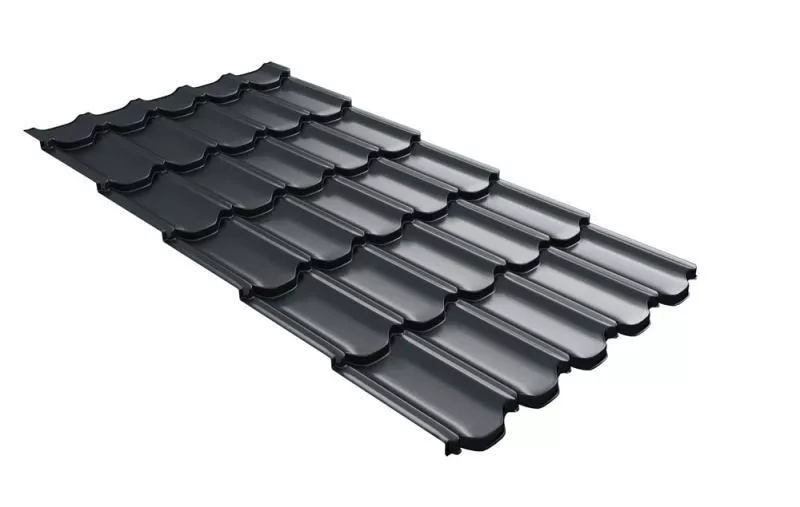 Металлочерепица GL Kvinta Plus 3D 0,5 Satin Matt RAL 7016 антрацитово-серый купить в екатеринбурге