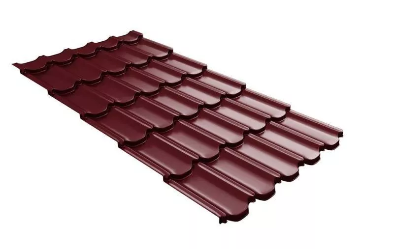 Металлочерепица GL Kvinta Plus 3D 0,5 Satin Matt RAL 3005 красное вино купить в екатеринбурге