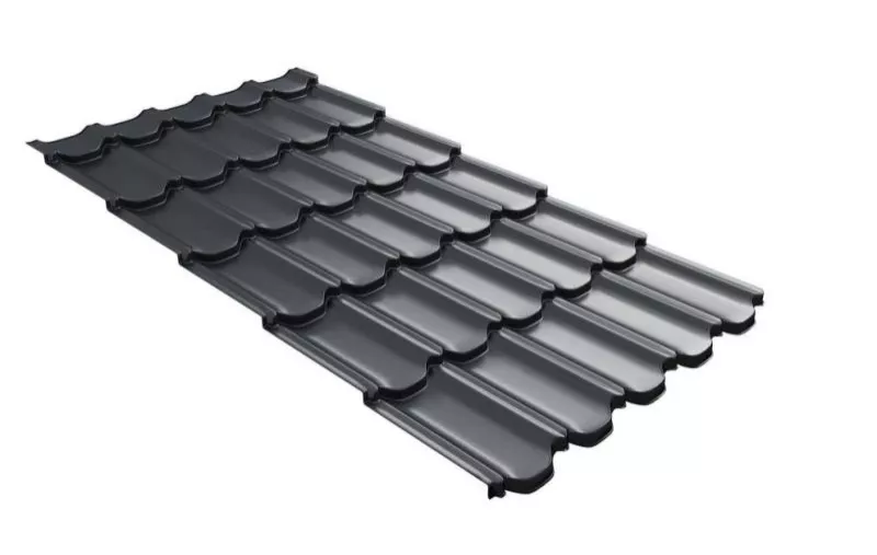 Металлочерепица GL Kvinta Plus 3D 0,5 Satin Matt TX RAL 7024 мокрый асфальт купить в екатеринбурге