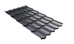 Металлочерепица GL Квинта плюс 3D (Kvinta Plus 3D) 0,5 Satin Matt TX RAL 7024 мокрый асфальт. Артикул: 30213