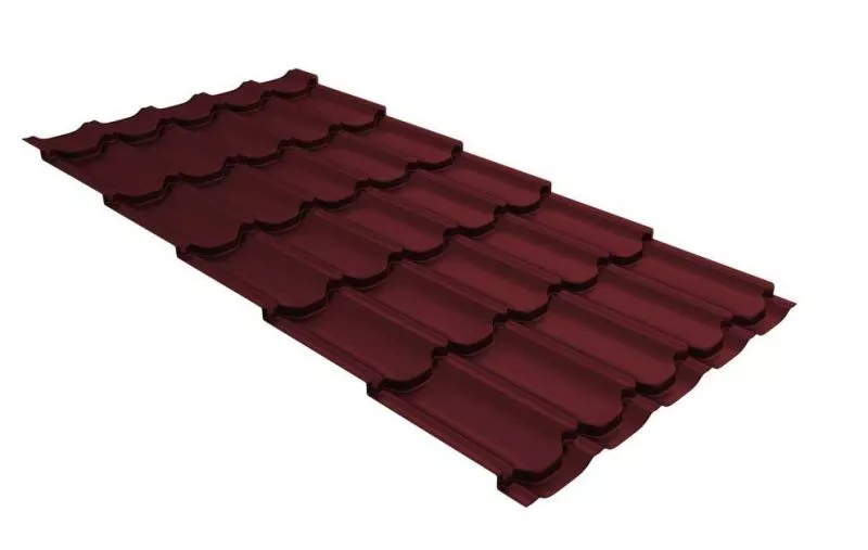Металлочерепица Grand Line Kvinta Plus 0,5 Satin Matt TX RAL 3005 красное вино купить в екатеринбурге