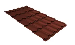 Металлочерепица Grand Line Квинта плюс (Kvinta Plus) 0,5 Satin Matt TX RAL 8004 терракота. Цена: 1041 руб. Артикул: 30186