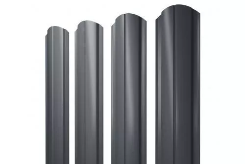 Штакетник Grand Line Slim Полукруглый фигурный 0,5 Quarzit RAL 7024 Мокрый асфальт купить в екатеринбурге