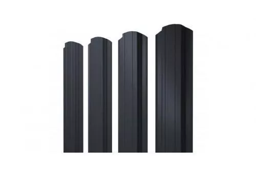 Штакетник Grand Line Прямоугольный фигурный 0,45 PE Double RAL 7024 Мокрый асфальт купить в екатеринбурге