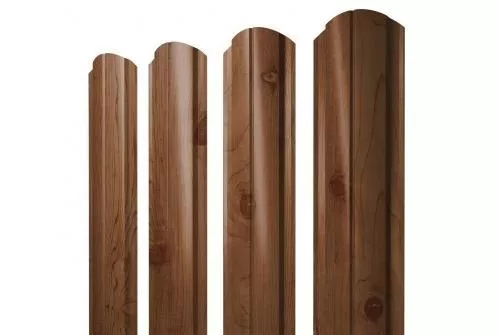 Штакетник Grand Line Slim Полукруглый фигурный 0,45 Print Elite Nutwood Орех купить в екатеринбурге