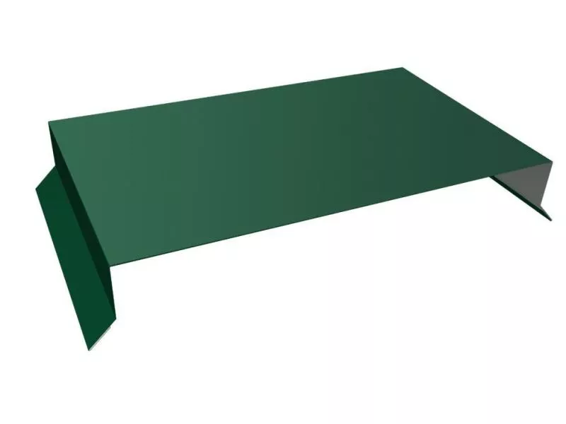 Парапетная крышка прямая 390мм 0,5 GreenCoat Pural BT с пленкой RR 11 темно-зеленый (RAL 6020 хромовая зелень) (3м) купить в екатеринбурге