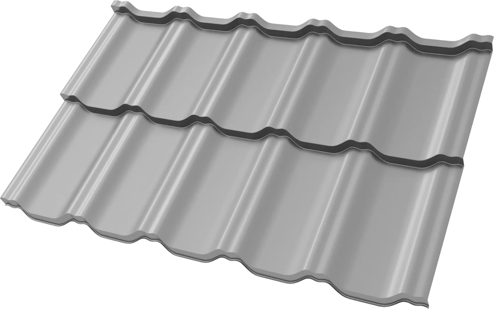 Металлочерепица Grand Line Квинта Уно (Kvinta Uno) 0,45 Полиэстер RAL 9006 бело-алюминиевый купить в екатеринбурге