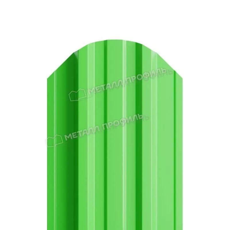 Штакетник Металл Профиль TRAPEZE-O (Закругленный) NormanMP 0,5 мм RAL 6018 Жёлто-зелёный купить в екатеринбурге