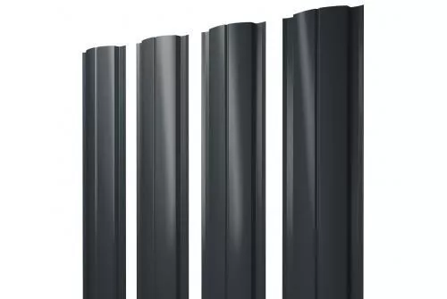Штакетник Grand Line Slim Полукруглый 0,5 GreenCoat Pural Matt RAL 7016 Антрацитово-серый купить в екатеринбурге